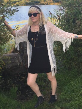 「kimono」｜「アイテム（ブーティ）」を使った、Ashley Imhofさん（レディース・173cm）の夏コーディネート