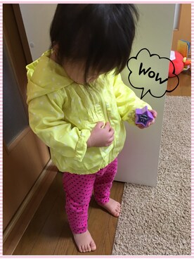 「アイテム（ナイロンジャケット）」を使った、りぃりさん（キッズ・80cm）の秋コーディネート