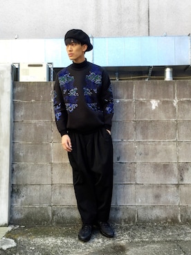 「Yohji Yamamoto（ヨウジヤマモト）のアイテム（パンツ）」を使った、KULO さん（メンズ・182cm）の冬コーディネート