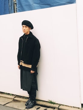 「冬コーデ」｜「アイテム（ハンチング/ベレー帽）」を使った、KULO さん（メンズ・180cm）の冬コーディネート