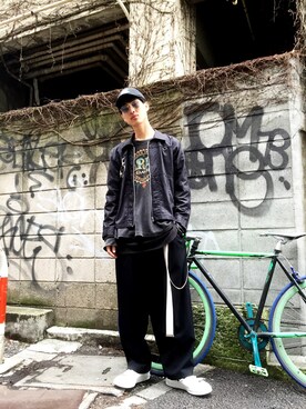 「MYne（マイン）のアイテム（シューズ）」を使った、KULO さん（メンズ・180cm）の春コーディネート
