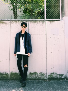 「BLK DNM（ブラックデニム）のアイテム（パンツ）」を使った、KULO さん（メンズ・180cm）の春コーディネート