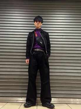 「MYne（マイン）のアイテム（その他パンツ）」を使った、KULO さん（メンズ・180cm）の秋コーディネート
