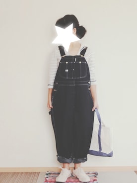 「45R」｜「アイテム（サロペット/オーバーオール）」を使った、sanauさん（レディース・156cm）の秋コーディネート