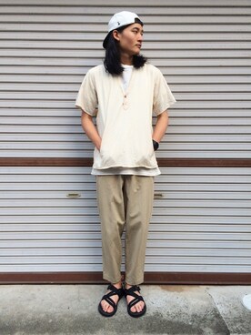 「N.HOOLYWOOD（N.ハリウッド）のアイテム（サンダル）」を使った、daikiさん（メンズ・180cm）の夏コーディネート