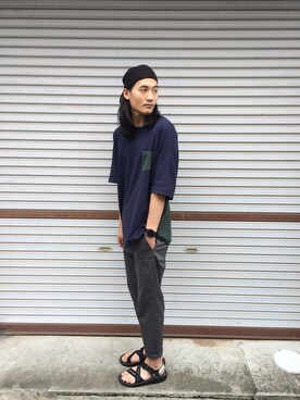 「N.HOOLYWOOD（N.ハリウッド）のアイテム（サンダル）」を使った、daikiさん（メンズ・180cm）の夏コーディネート
