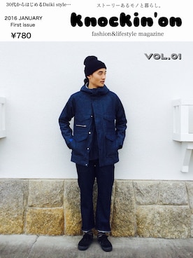 「アイテム（マウンテンパーカー、ブルー系）」を使った、daikiさん（メンズ・180cm）の冬コーディネート