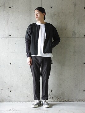 「N.HOOLYWOOD」｜「アイテム（ノーカラージャケット）」を使った、daikiさん（メンズ・180cm）の冬コーディネート