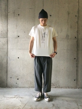 「BASISBROEK（バシスブルック）のアイテム（スラックス）」を使った、daikiさん（メンズ・180cm）の春コーディネート