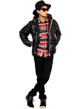 「８(eight)（エイト）のアイテム（ダウンジャケット/コート）」を使った、8(eight)さん（メンズ・175cm）の夏コーディネート