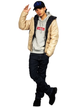 「８(eight)（エイト）のアイテム（ダウンジャケット/コート）」を使った、8(eight)さん（メンズ・175cm）の夏コーディネート