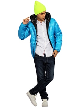 「８(eight)（エイト）のアイテム（ダウンジャケット/コート）」を使った、8(eight)さん（メンズ・175cm）の夏コーディネート