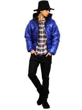 「８(eight)（エイト）のアイテム（ダウンジャケット/コート）」を使った、8(eight)さん（メンズ・175cm）の夏コーディネート