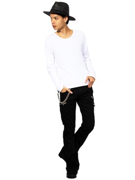 「８(eight)（エイト）のレザー ブレスレット 革 皮 バングル（バングル/リストバンド）」を使った、8(eight)さん（メンズ・175cm）の秋コーディネート