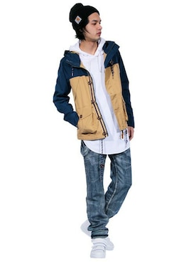 「パーカー 白」｜8(eight)さん（メンズ・175cm）の冬コーディネート