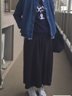 「切りっぱなし」｜「アイテム（スウェット）」を使った、o-tamさん（レディース・162cm）の春コーディネート