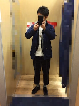 「オイルドジャケット」｜「アイテム（アクセサリー）」を使った、tomoさん（メンズ・178cm）の冬コーディネート