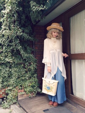 「パールアクセ」｜「アイテム（ニットキャップ/ビーニー）」を使った、natsumiさん（レディース・150cm）の春コーディネート