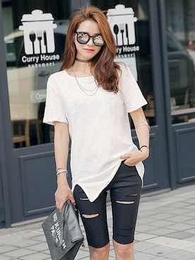 「simple」｜DaBaGIRLさん（レディース・165cm）の夏コーディネート