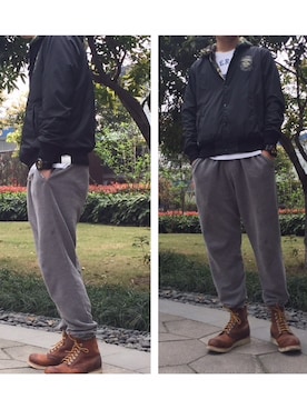 「AAPE BY A BATHING APE（エーエイプバイアベイシングエイプ）のアイテム（ナイロンジャケット）」を使った、Wingmanさん（メンズ・182cm）の春コーディネート