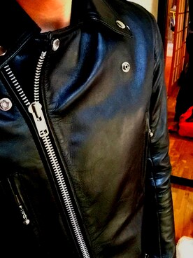 「寒い」｜「アイテム（ライダースジャケット）」を使った、かないーさん（メンズ・175cm）の冬コーディネート