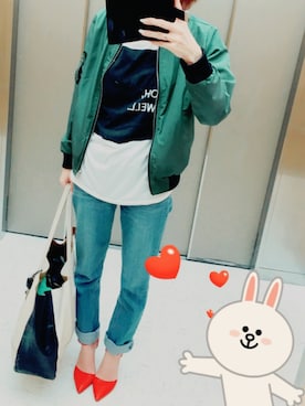 「GRL（グレイル）のアイテム（パンプス、レッド系）」を使った、chanmadoさん（レディース・158cm）の春コーディネート