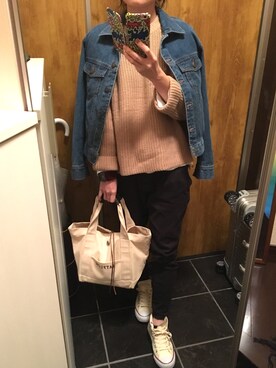 「無地党」｜「アイテム（その他アウター）」を使った、Acoさん（レディース・157cm）の冬コーディネート