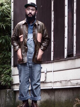 「NEWERA」｜「アイテム（オールインワン・サロペット）」を使った、Ryosuke Obanaさん（メンズ・180cm）の秋コーディネート