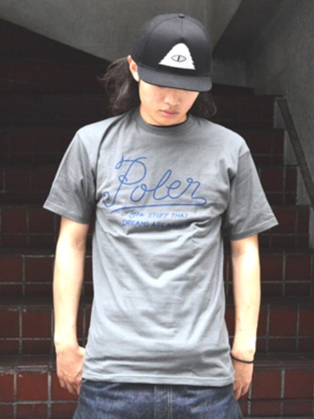 「アウトドアスタイル、キャップ、SK8　、スケボー、スケーター、sk8er、スケータースタイル、poler、SIS、スイス」｜「POLeRのCyclopsBlack（その他、ブラック系）」を使った、S・I・S（非公式）さん（メンズ・180cm）の夏コーディネートの1枚目の写真