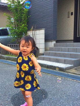 「present（プレゼント）のアイテム（ワンピース/ドレス）」を使った、NAさん（キッズ・80cm）の夏コーディネート