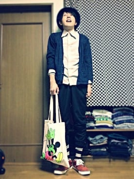 「ミッキーマウス」｜「アイテム（その他）」を使った、wakasanさん（メンズ・172cm）の秋コーディネート