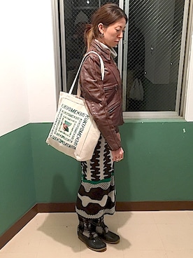 「fridgesetagaya」｜「アイテム（トートバッグ）」を使った、fridgeさん（レディース・160cm）の冬コーディネート