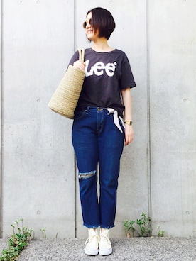 「Lee×Cher（リー×シェル）のアイテム」を使った、mayu.tさん（レディース・155cm）の春コーディネート