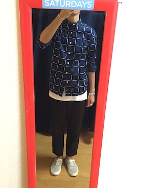「umit benan（ウミットベナン）のアイテム（トップス）」を使った、Naoさん（メンズ・172cm）の夏コーディネート
