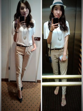 「business casual」｜「アイテム（キャップ）」を使った、Jessie Huangさん（レディース・165cm）の冬コーディネート