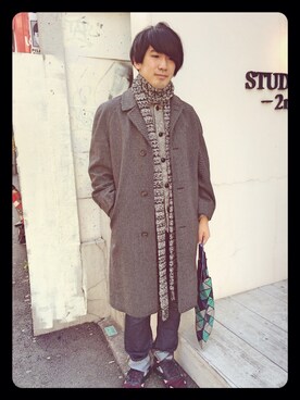 「アイテム（ステンカラーコート）」を使った、HirôtaKa_sTさん（メンズ・171cm・10代）の冬コーディネート