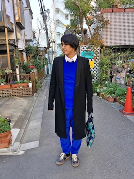 「サンローランパリ」｜「アイテム（チェスターコート）」を使った、HirôtaKa_sTさん（メンズ・171cm）の冬コーディネート