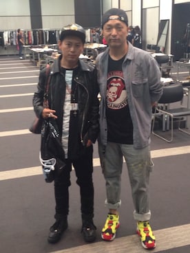 「AMBUSH（アンブッシュ）のアイテム（キャップ）」を使った、梁橋さん（メンズ・169cm）の冬コーディネート