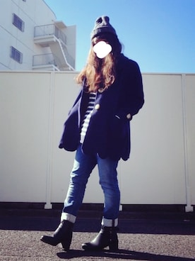「スカラップ」｜「アイテム（ステンカラーコート）」を使った、noncoさん（レディース・165cm）の冬コーディネート
