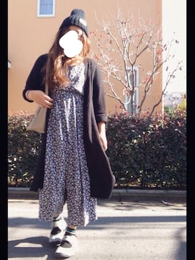 「コーディガン」｜「アイテム（つなぎ/オールインワン）」を使った、noncoさん（レディース・165cm）の秋コーディネート
