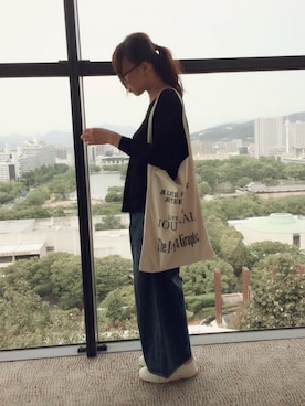 「TODAYFUL（トゥデイフル）のVintageトートバッグ（トートバッグ）」を使った、mucchiさん（レディース・160cm）の秋コーディネート