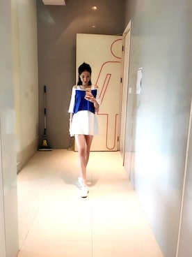 「H&M（エイチ・アンド・エム）のアイテム（スカート、ホワイト系）」を使った、Xylona-Lionさん（レディース・165cm）の夏コーディネート