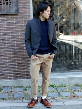 「JOURNAL STANDARD（ジャーナルスタンダード）のPUNT PIGRO×JS 3EYE PLANE TOE/別注 プントピグロ プレーントゥ #（ブーツ）」を使った、JOURNAL STANDARD 表参道 スタッフさん（メンズ・175cm）の冬コーディネート