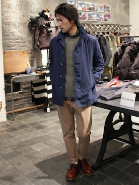 「JOURNAL STANDARD（ジャーナルスタンダード）のPUNT PIGRO×JS 3EYE PLANE TOE/別注 プントピグロ プレーントゥ #（ブーツ）」を使った、JOURNAL STANDARD 表参道 スタッフさん（メンズ・175cm）の冬コーディネート