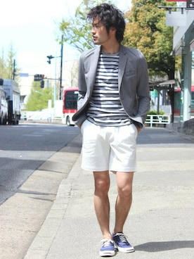 「ボーダーTシャツ」｜JOURNAL STANDARD 表参道 スタッフさん（メンズ・175cm）の春コーディネート