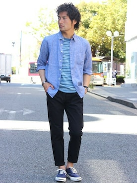 「ボーダーTシャツ」｜JOURNAL STANDARD 表参道 スタッフさん（メンズ・175cm）の春コーディネート