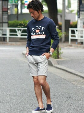 「JOURNAL STANDARD（ジャーナルスタンダード）のアイテム（スウェット）」を使った、JOURNAL STANDARD 表参道 スタッフさん（メンズ・175cm）の夏コーディネート