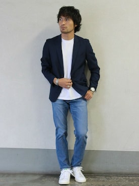 「スタンスミス」｜JOURNAL STANDARD 表参道 スタッフさん（メンズ・175cm）の夏コーディネート