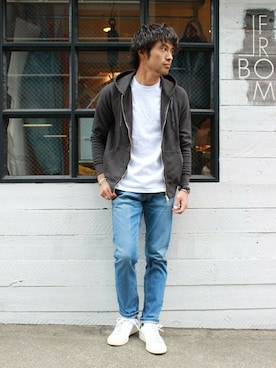 「スタンスミス」｜JOURNAL STANDARD 表参道 スタッフさん（メンズ・175cm）の夏コーディネート