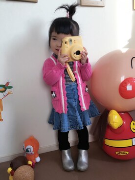 「アイテム（ブーツ、シルバー系）」を使った、NANA☆SHIN😘さん（キッズ・80cm）の冬コーディネート